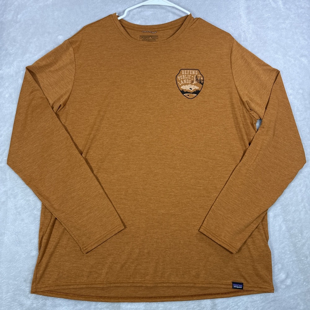 Patagonia Capilene Cool Daily Shirt Mens LG Orange Long Sleeve Running Tee Top